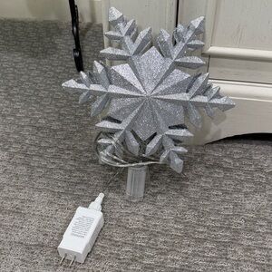 Silver Glitter Snowflake Tree Topper